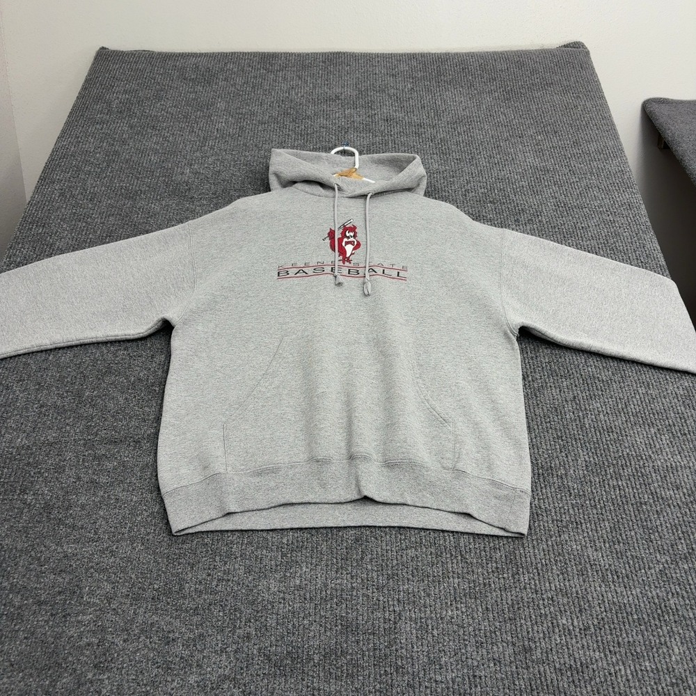 Vintage Keene State Baseball Champion Hoodie Mens L Gray Cotton Blend Sportswear